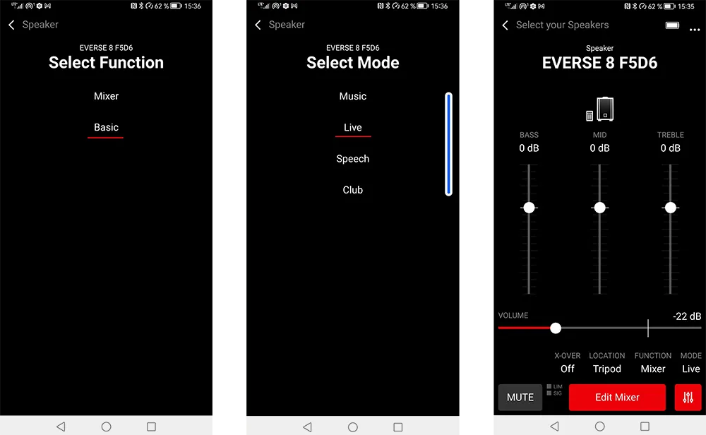 Einstellungen am Smartphone © ElectroVoice